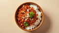Curried Eggplant & Red Lentil Dahl, Steamed Rice